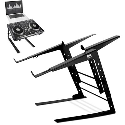 Pyle Dual Arm Laptop Stand Adjustable Height Portable Desk Table Ergonomic Anti Slip Support for DJ Mixer Sound Equipment Workstation Pyle Dual Arm Laptop Stand Adjustable Height Portable Desk Table Ergonomic Anti Slip Support for DJ Mixer Sound Equipment Workstation