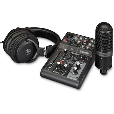 Yamaha AG03MK2 All-in-One Live Streaming Pack, Includes 3-Channel Mixer, Condenser Microphone and Headphones, for Windows, Mac, iOS and Android, in Black Yamaha AG03MK2 All-in-One Live Streaming Pack, Includes 3-Channel Mixer, Condenser Microphone and Headphones, for Windows, Mac, iOS and Android, in Black