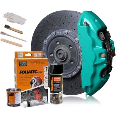 Foliatec Brake Caliper Paint Set, Heat Resistant, Complete Set for 4 Brake Calipers, Ocean Turquoise, 7 Piece Set Foliatec Brake Caliper Paint Set, Heat Resistant, Complete Set for 4 Brake Calipers, Ocean Turquoise, 7 Piece Set
