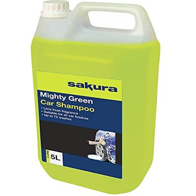 Sakura 5L Mighty Green Car Wash Shampoo SS4619 – For All Vehicle Paint Finishes 75 Washes (Packaging may vary) Sakura 5L Mighty Green Car Wash Shampoo SS4619 – For All Vehicle Paint Finishes 75 Washes (Packaging may vary)