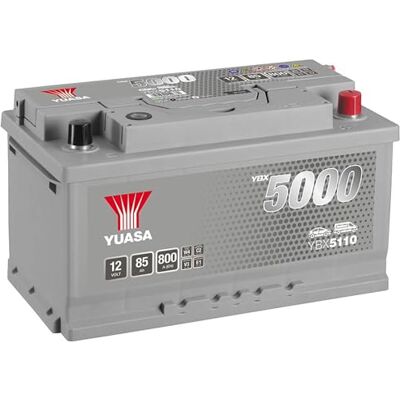 Yuasa YBX5110 12V 85Ah 800CCA Car Battery 12V, 85 Ah Capacity, 800 CCA, Rollover-Proof Lid, Compatible with Various Vehicles, Up to 50,000 Engine Starts Yuasa YBX5110 12V 85Ah 800CCA Car Battery 12V, 85 Ah Capacity, 800 CCA, Rollover-Proof Lid, Compatible with Various Vehicles, Up to 50,000 Engine Starts