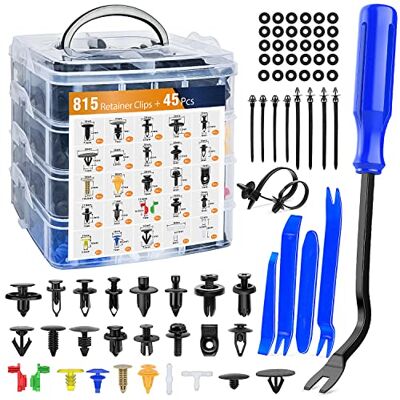 GOOACC 860Pcs Car Push Retainer Clips & Auto Fasteners Assortment -26 Most Popular Sizes Nylon Bumper Fender Rivets with 10 Cable Ties and Fasteners Remover for Toyota GM Ford Honda Chevy GOOACC 860Pcs Car Push Retainer Clips & Auto Fasteners Assortment -26 Most Popular Sizes Nylon Bumper Fender Rivets with 10 Cable Ties and Fasteners Remover for Toyota GM Ford Honda Chevy