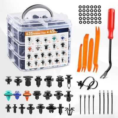 GOOACC 680Pcs Car Push Retainer Clips & Auto Fasteners Assortment -22 Most Popular Sizes Nylon Bumper Fender Rivets with 10 Cable Ties and Fasteners Remover for Toyota GM Ford Honda Chevy GOOACC 680Pcs Car Push Retainer Clips & Auto Fasteners Assortment -22 Most Popular Sizes Nylon Bumper Fender Rivets with 10 Cable Ties and Fasteners Remover for Toyota GM Ford Honda Chevy