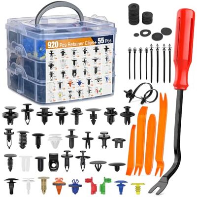 GOOACC 975Pcs Car Push Retainer Clips & Auto Fasteners Assortment 33 Most Popular Sizes Bumper Fender Rivets with Cable Ties Remover for Ford GM Toyota Honda Chrysler BMW Benz Audi Nissan Mazda Subaru GOOACC 975Pcs Car Push Retainer Clips & Auto Fasteners Assortment 33 Most Popular Sizes Bumper Fender Rivets with Cable Ties Remover for Ford GM Toyota Honda Chrysler BMW Benz Audi Nissan Mazda Subaru