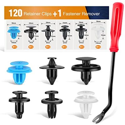 GOOACC 120PCS Car Bumper Retainer Clips & Nylon Fasteners Rivet Kit Door Trim Panel Clips Bumper Push Rivet Clips for Toyota 6mm 6.5mm 7mm 8mm 9.5mm 9.8mm, 1PC Fastener Remover GOOACC 120PCS Car Bumper Retainer Clips & Nylon Fasteners Rivet Kit Door Trim Panel Clips Bumper Push Rivet Clips for Toyota 6mm 6.5mm 7mm 8mm 9.5mm 9.8mm, 1PC Fastener Remover