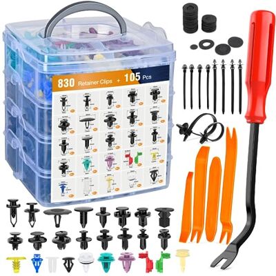 GOOACC 935Pcs Car Push Retainer Clips & Auto Fasteners Assortment -26 Most Popular Sizes Nylon Bumper Fender Rivets with 10 Cable Ties and Fasteners Remover for GM Ford Toyota Honda Chrysler GOOACC 935Pcs Car Push Retainer Clips & Auto Fasteners Assortment -26 Most Popular Sizes Nylon Bumper Fender Rivets with 10 Cable Ties and Fasteners Remover for GM Ford Toyota Honda Chrysler