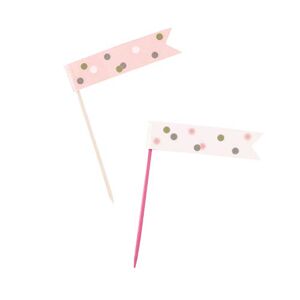Unique Party 84941 Birthday Flag Cupcake Toppers   Glittery Rosegold   6 Pcs, Happy, Rose Gold, 6 Count (Pack of 1)