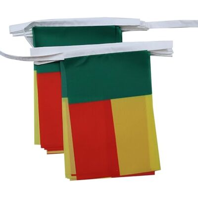 Benin Flag Garland - 6M, 20 Flags, Polyester, 21x15cm Benin Flag Garland - 6M, 20 Flags, Polyester, 21x15cm