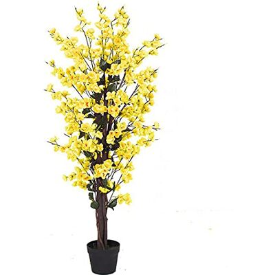 Leaf 120cm Artificial Yellow Blossom Tree - Artificial Tree Leaf 120cm Artificial Yellow Blossom Tree - Artificial Tree