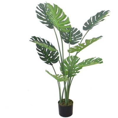 Leaf 120cm Monstera Plant - Artificial, Realistic, Black Pot Leaf 120cm Monstera Plant - Artificial, Realistic, Black Pot