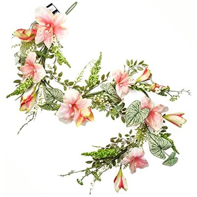 Leaf 180cm Pink Lily Garland - Artificial Plant Leaf 180cm Pink Lily Garland - Artificial Plant
