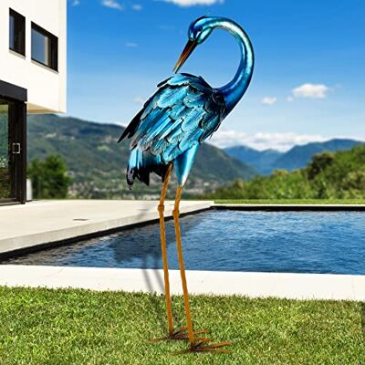 chisheen Metal Crane Garden Statue, Blue Heron Sculpture Yard Art, Large Heron Decoy, Bird Statues, Lawn Ornaments for Backyard Pond Patio Porch Outside Decorations chisheen Metal Crane Garden Statue, Blue Heron Sculpture Yard Art, Large Heron Decoy, Bird Statues, Lawn Ornaments for Backyard Pond Patio Porch Outside Decorations