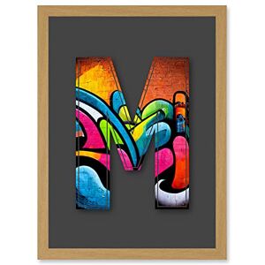 Artery8 - Letter M Tagging - Orange - Blue - Wall Art Artery8 - Letter M Tagging - Orange - Blue - Wall Art