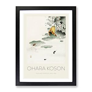 Big Box Art Frog & Tadpoles By Ohara Koson Exhibition Museum Asian Japanese Framed Wall Art Print, Ready to Hang Picture for Living Room Bedroom Home Office Décor, Black A3 (34 x 46 cm)