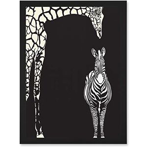 Artery8 Zebra And Giraffe B&W Zoo A4 Artwork Framed Wall Art Print Artery8 Zebra And Giraffe B&W Zoo A4 Artwork Framed Wall Art Print