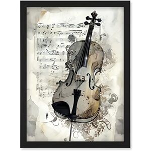 Artery8 - Violin - Monochrome - Watercolour - Framed Wall Art Artery8 - Violin - Monochrome - Watercolour - Framed Wall Art