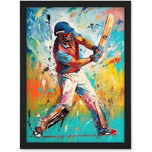 Artery8 - Cricket Shot Portrait - A4 - Black - Wall Art Print Artery8 - Cricket Shot Portrait - A4 - Black - Wall Art Print