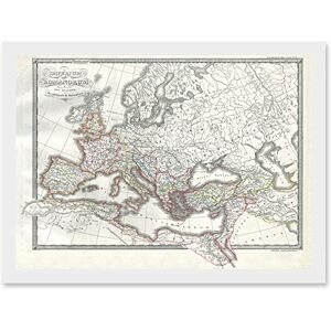 Artery8 - Roman Empire Divided East West 1850 Map - White Artery8 - Roman Empire Divided East West 1850 Map - White
