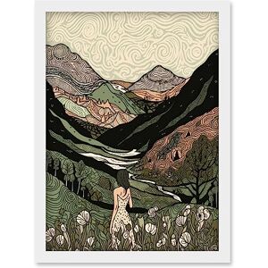 Artery8 Woman in Flower Field A4 White Framed Wall Art Print Artery8 Woman in Flower Field A4 White Framed Wall Art Print