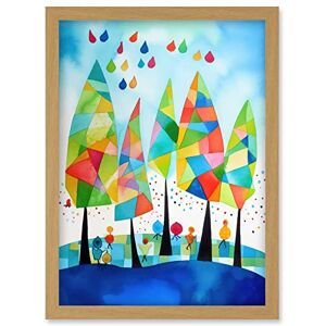 Artery8 Abstract Autumn Trees Folk Art Artwork Framed Wall Art Print A4 Artery8 Abstract Autumn Trees Folk Art Artwork Framed Wall Art Print A4