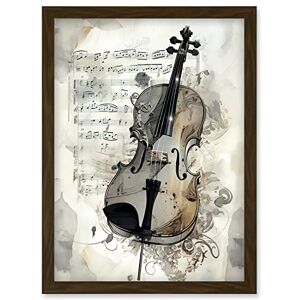 Artery8 - Violin Illustration - Brown - A4 - Wall Art Print Artery8 - Violin Illustration - Brown - A4 - Wall Art Print
