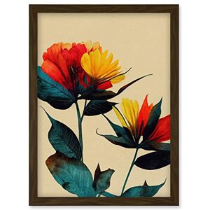 Artery8 - Botanical Bold Flowering Yellow Red Teal - A4 Artery8 - Botanical Bold Flowering Yellow Red Teal - A4