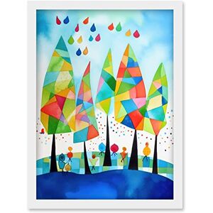 Artery8 Abstract Autumn Trees Folk Art Artwork Framed Wall Art Print A4 Artery8 Abstract Autumn Trees Folk Art Artwork Framed Wall Art Print A4