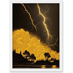 Artery8 - Thunder Storm Lakeside Tree - Framed Wall Art Print Artery8 - Thunder Storm Lakeside Tree - Framed Wall Art Print