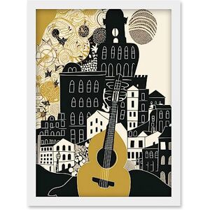 Artery8 - Edinburgh Cityscape - Guitar Linocut - A4 - Wall Art Artery8 - Edinburgh Cityscape - Guitar Linocut - A4 - Wall Art