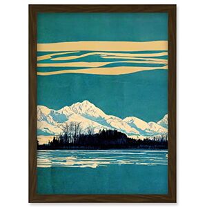 Artery8 - Winter Lakeside Landscape - Brown - A4 - Wall Art Artery8 - Winter Lakeside Landscape - Brown - A4 - Wall Art