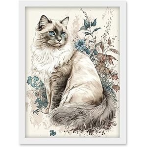 Artery8 - Blue Point Ragdoll Cat Watercolour - A4 - Framed - Wall Art Print Artery8 - Blue Point Ragdoll Cat Watercolour - A4 - Framed - Wall Art Print