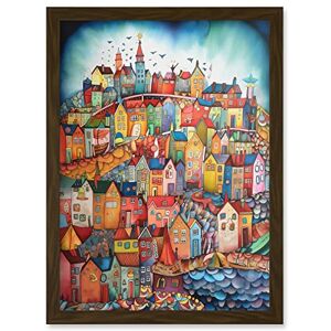 Artery8 - Abstract Fishing Village - A4 - Framed Wall Art Artery8 - Abstract Fishing Village - A4 - Framed Wall Art
