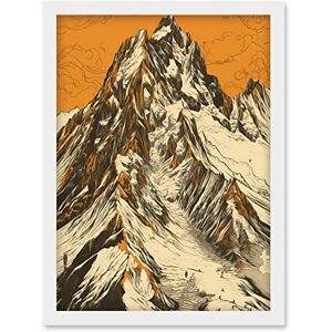Artery8 - K2 Summit Climbers - White and Orange - A4 - Wall Art Artery8 - K2 Summit Climbers - White and Orange - A4 - Wall Art