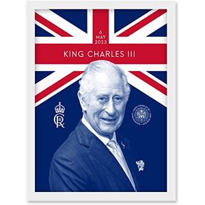 Artery8 - King Charles III Coronation - A4 - White - Framed Wall Art Artery8 - King Charles III Coronation - A4 - White - Framed Wall Art
