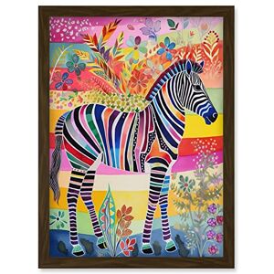 Artery8 - Zebra Rainbow Floral Abstract Folk Art - A4 - Wall Art Artery8 - Zebra Rainbow Floral Abstract Folk Art - A4 - Wall Art