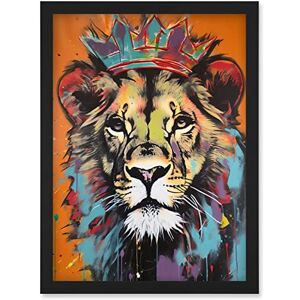 Artery8 - Lion Wearing Crown - A4 - Framed Wall Art Print Artery8 - Lion Wearing Crown - A4 - Framed Wall Art Print