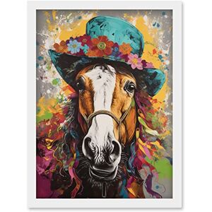 Artery8 - Horse Wearing Flower Summer Hat - A4 Artery8 - Horse Wearing Flower Summer Hat - A4