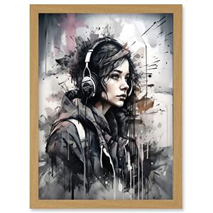 Artery8 - Hoodie Girl - A4 - Light Oak - Framed Art Print Artery8 - Hoodie Girl - A4 - Light Oak - Framed Art Print