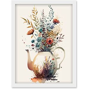 Artery8 - Wildflower Bouquet Teapot Vase - Framed Wall Art Print Artery8 - Wildflower Bouquet Teapot Vase - Framed Wall Art Print