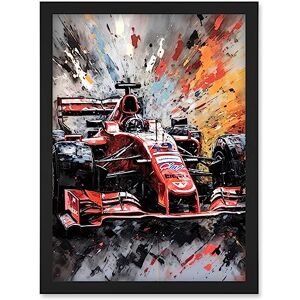 Artery8 - Grand Prix Paint Splat Red Race Car Bold Artwork - Framed Wall Art Artery8 - Grand Prix Paint Splat Red Race Car Bold Artwork - Framed Wall Art