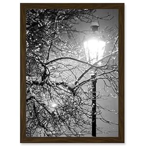 Artery8 - Street Lamp Paris Winter Night - A4 - Framed - Wall Art Artery8 - Street Lamp Paris Winter Night - A4 - Framed - Wall Art