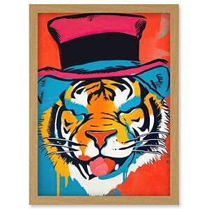 Artery8 Tiger Head Wearing Pink Top Hat Modern Pop Art Artwork Framed Wall Art Print A4 Artery8 Tiger Head Wearing Pink Top Hat Modern Pop Art Artwork Framed Wall Art Print A4