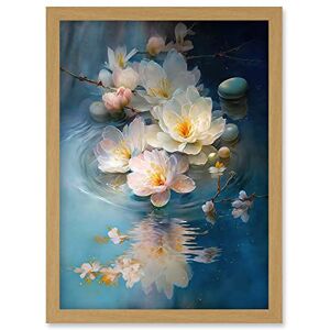 Artery8 - Fallen Cherry Blossom Flower Water Ripples - Light Oak - A4 - Wall Art Artery8 - Fallen Cherry Blossom Flower Water Ripples - Light Oak - A4 - Wall Art