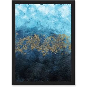 Artery8 - Abstract Blue Gold Watercolour - Framed Wall Art Artery8 - Abstract Blue Gold Watercolour - Framed Wall Art