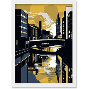 Artery8 Glasgow Scotland River Cityscape Sunrise Geometric Artwork Framed Wall Art Print A4 Artery8 Glasgow Scotland River Cityscape Sunrise Geometric Artwork Framed Wall Art Print A4