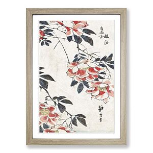 Big Box Art Roses by Utagawa Hiroshige Framed Wall Art Picture Print Ready to Hang, Oak A2 (62 x 45 cm)
