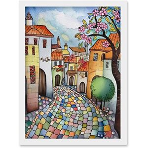 Artery8 - Village Cobbled Street Cherry Blossom - White Artery8 - Village Cobbled Street Cherry Blossom - White