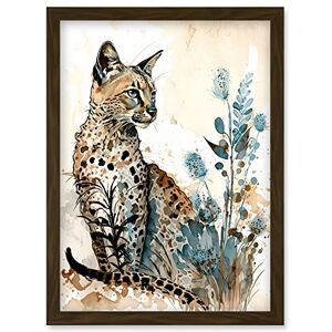 Artery8 - Savannah Cat and Wildflowers - A4 - Art print Artery8 - Savannah Cat and Wildflowers - A4 - Art print