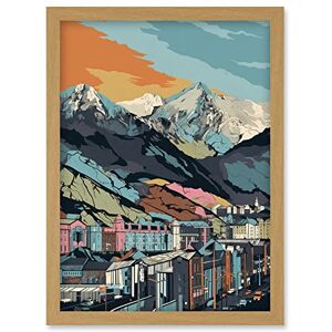 Artery8 - Cityscape Under Rocky Mountain Range - A4 - Framed Wall Art Artery8 - Cityscape Under Rocky Mountain Range - A4 - Framed Wall Art