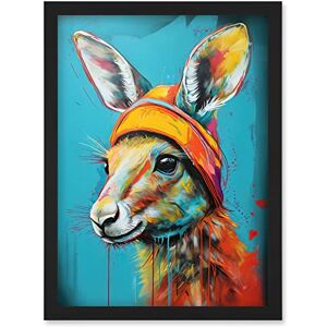 Artery8 - Baby Kangaroo Joey - Teal - Orange - Framed Print Artery8 - Baby Kangaroo Joey - Teal - Orange - Framed Print